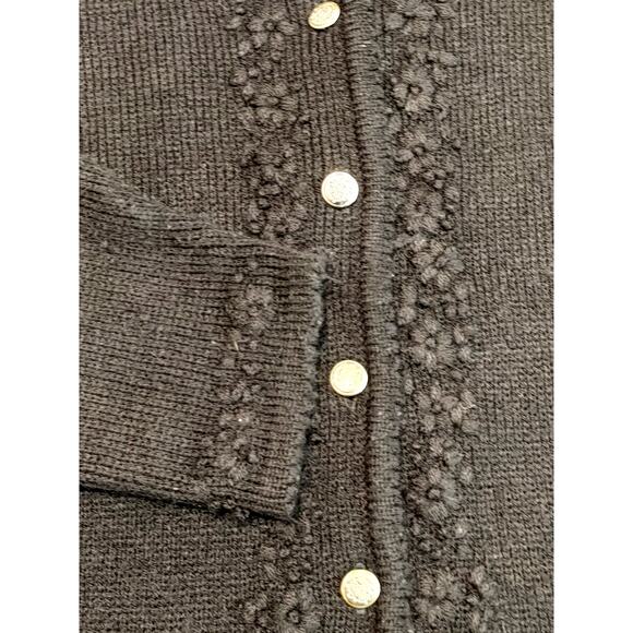 Tally Ho Cardigan Sweater Knit Button Up Embellished Floral Black Womens XL - Picture 5 of 10
